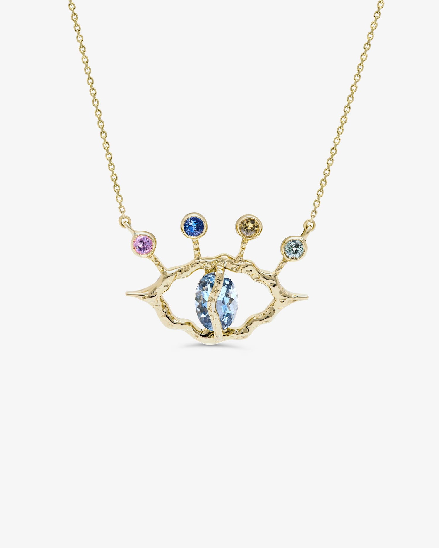 Soteria Necklace Mini with oval aquamarine in solid 18K gold